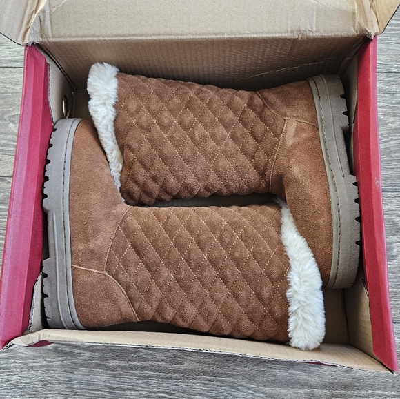 Style & Co Nickyy Quilted Suede Fur Lined Winter Boots in Chestnut Brown - Picture 10 of 10